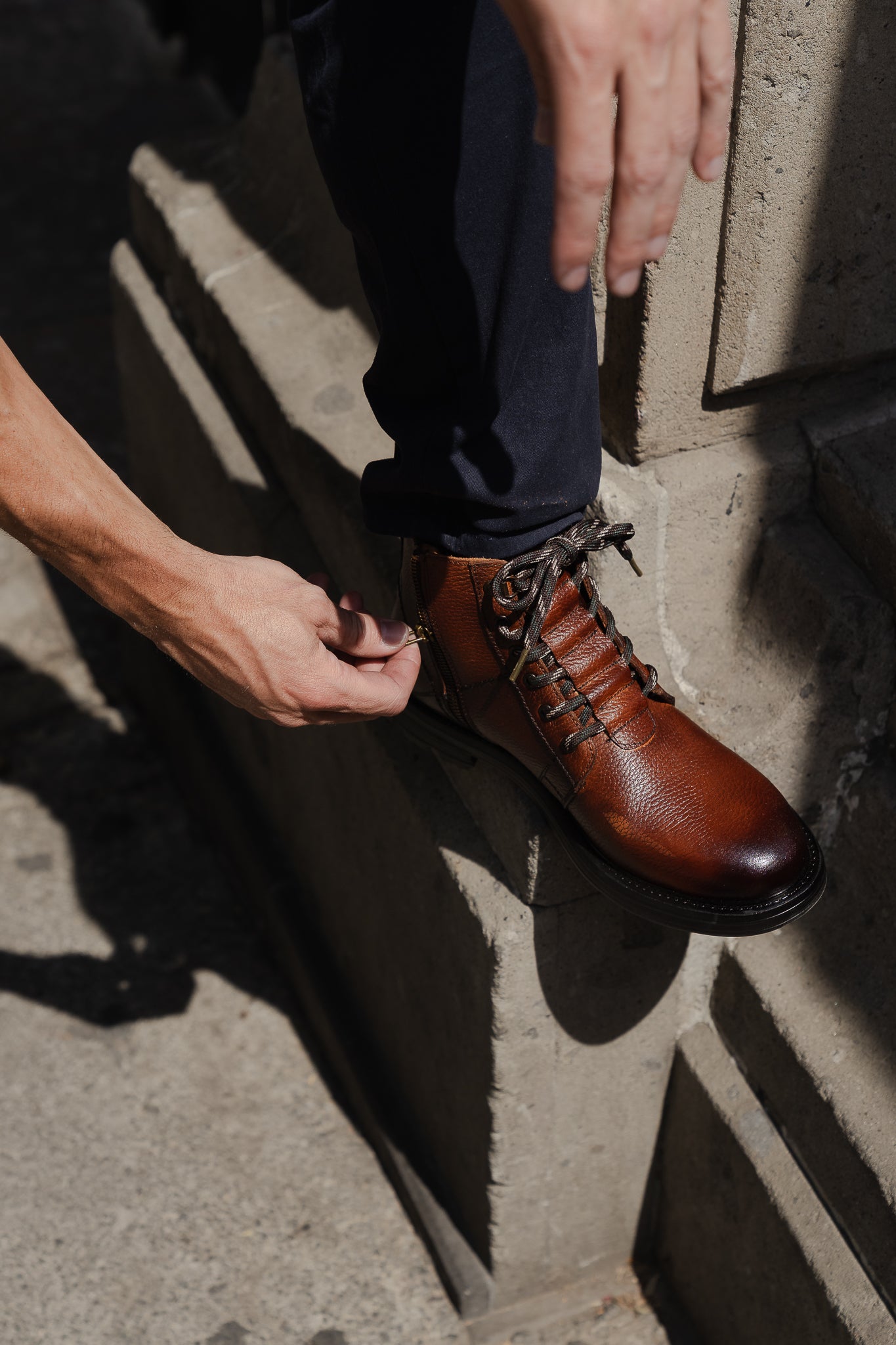 Bota Combat Rosselvelt Crust Camel Entintado Bucciato 6007