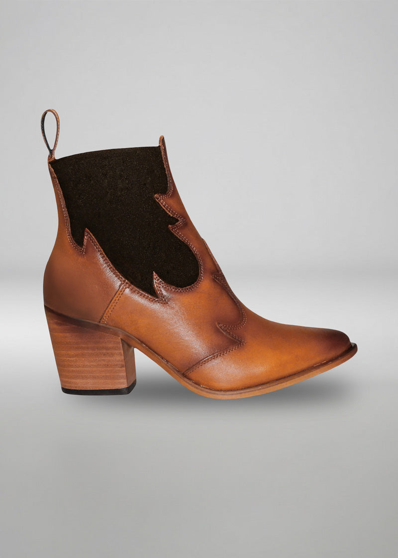 Botín Western Irina Camel Entintado Miel 4203