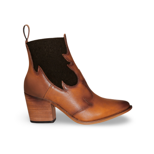 Botín Western Irina Camel Entintado Miel