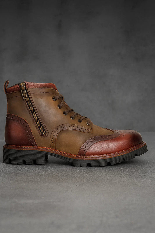 Botín Wingtip Jack Shelbie Piel Olivo