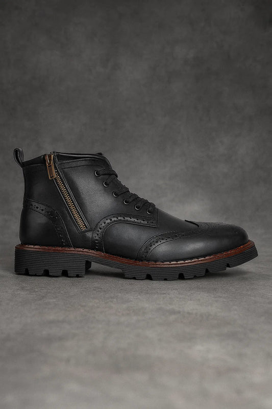 Botín Wingtip Jack Shelbie Piel Negro